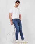 Dark Indigo Blue Skinny Fit Denim Deluxe Stretch Jeans
