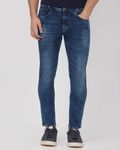 Dark Indigo Blue Ankle Length Denim Deluxe Stretch Jeans