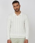 Off White Long Sleeve Flatknit Slim Fit Polo