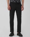 Black Ankle Length Jersey Flat Front Pants