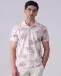 Pastel Pink Foliage Print Polo
