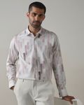 Pastel Pink Digital Print Slim Fit Casual Shirt