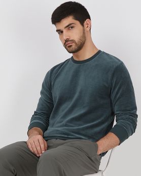 Green Velvet Slim Fit Sweatshirt