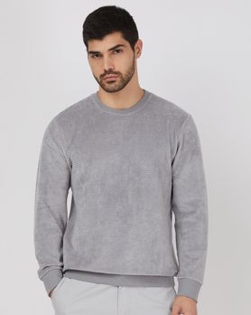 Light Grey Velvet Slim Fit Sweatshirt