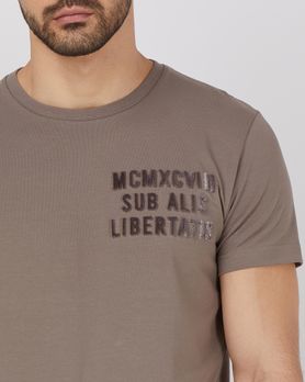 Grey Flock Embroidery Slim Fit Jersey T-Shirt