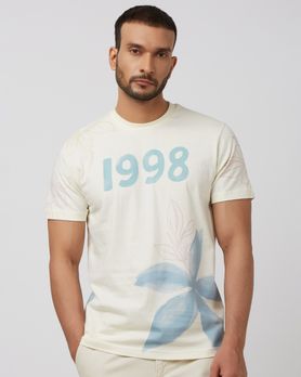 Off White Floral Print Slim Fit T-Shirt