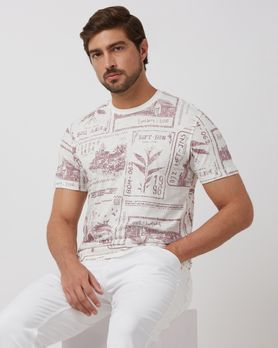 Off White Stamp Print Slim Fit T-Shirt