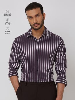 Lilac Bengal Stripe Stretch Slim Fit Casual Shirt