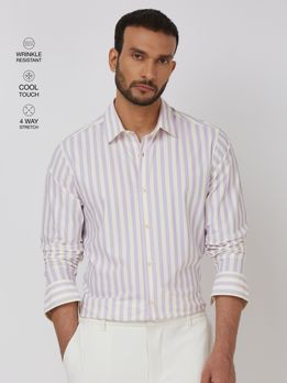 Lilac Candy Stripe Stretch Slim Fit Casual Shirt