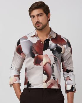 Multicolour Digital Print Slim Fit Casual Shirt