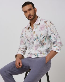Multicolour Digital Print Slim Fit Casual Shirt
