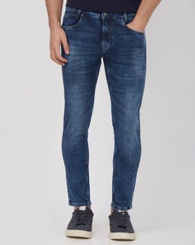 Dark Indigo Blue Ankle Length Denim Deluxe Stretch Jeans