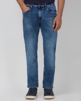 Mid Blue Straight Fit Originals Stretch Jeans