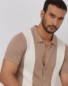 Pink Flatknit Slim Fit Polo T-Shirt