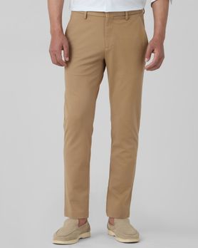 Khaki Ankle Length Jersey Flat Front Pants