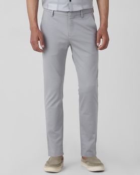 Grey Ankle Length Jersey Flat Front Pants