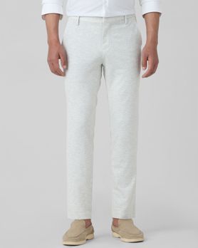 Light Grey Ankle Length Jersey Flat Front Pants