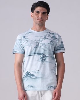 Light Blue Abstract Print T-Shirt