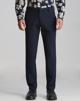 Navy Slim Fit Flat Front Pants