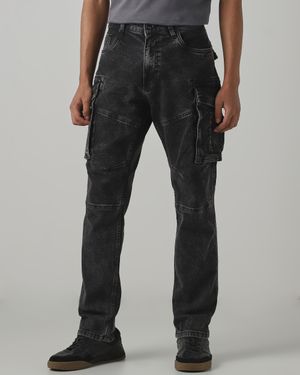 Black Slim Fit Cotton Cargos