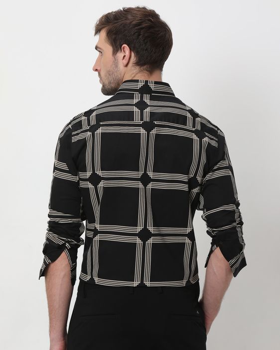 Buy Black Printed Check Lightweight Shirt Online at Muftijeans