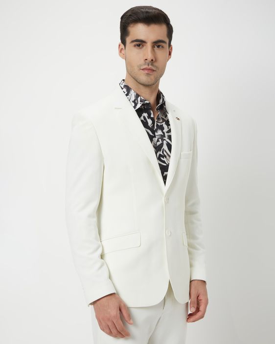 Buy Off White Slim Fit Blazer Online at Muftijeans