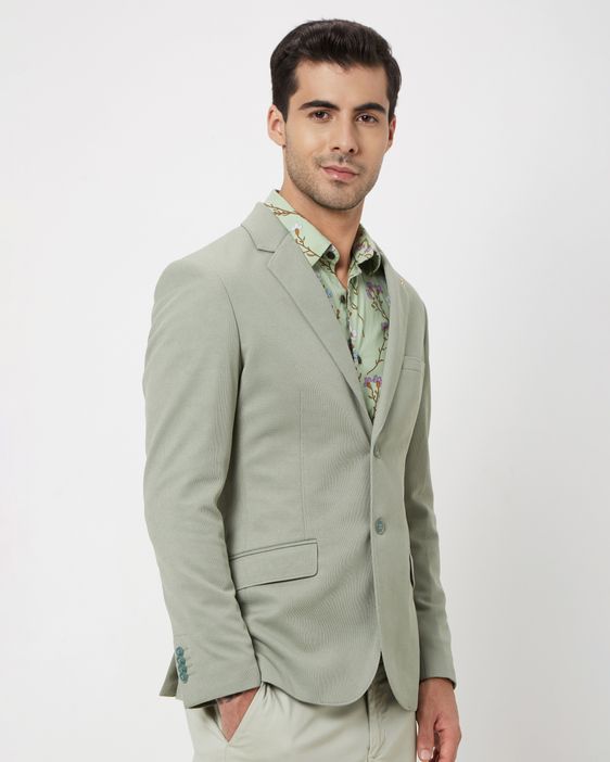 Green slim fit blazer discount
