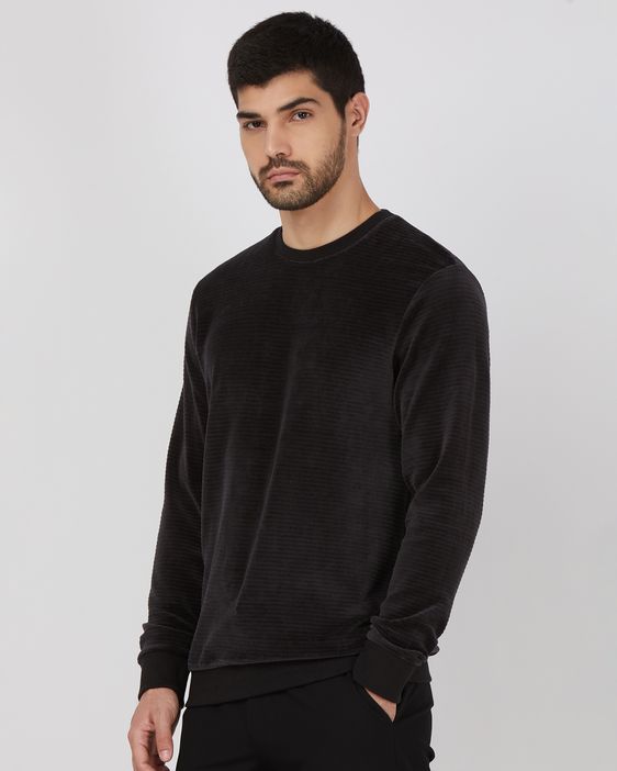 Buy Black Velvet Slim Fit Sweatshirt Online at Muftijeans