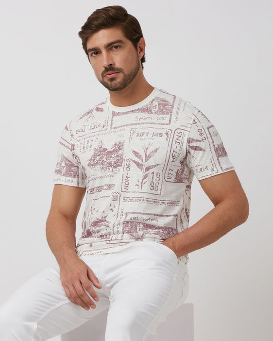 Buy Off White Stamp Print Slim Fit T shirt Online at Muftijeans