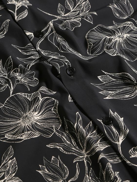 Buy Black Floral Print Stretch Slim Fit Casual Shirt Online at Muftijeans