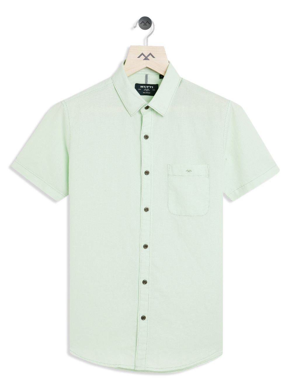 Light Green Cotton Linen Slim Fit Casual Shirt