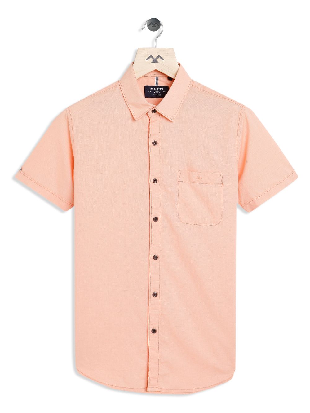 Peach Cotton Linen Slim Fit Casual Shirt