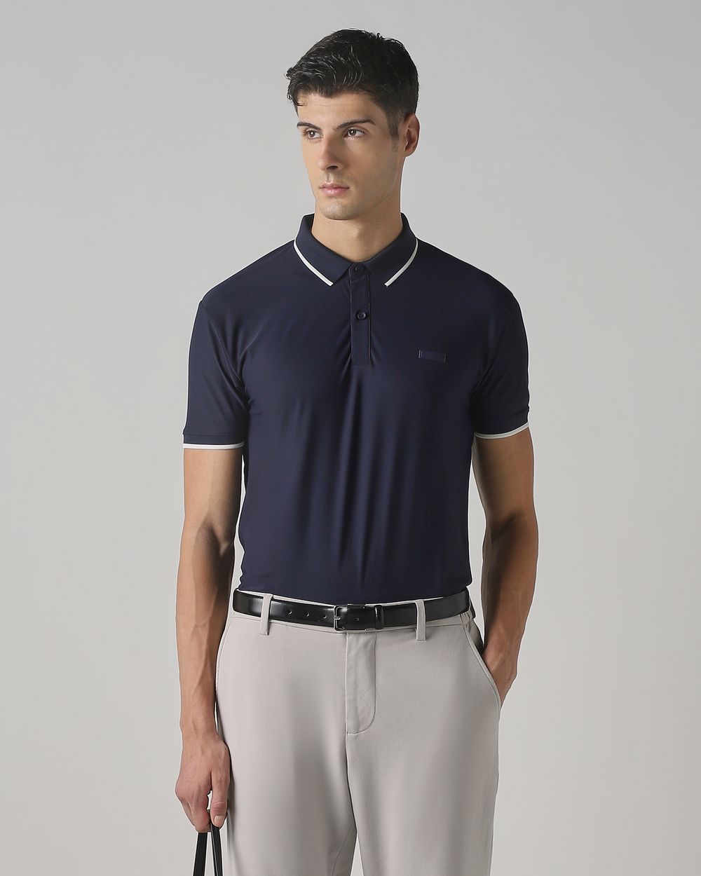 Navy Logo Plain Half Sleeve Casual Polo
