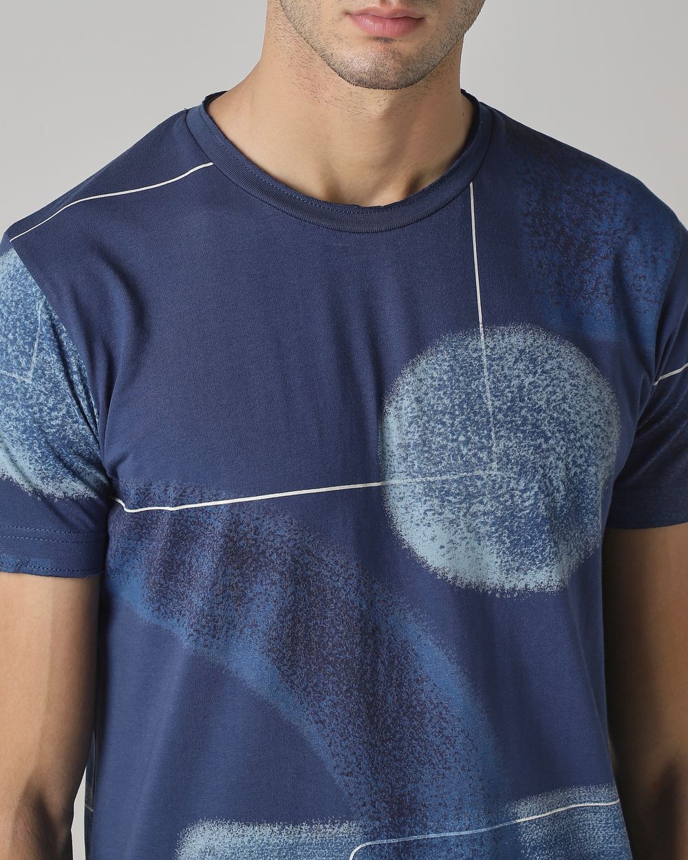 Navy Printed Slim Fit T-Shirt