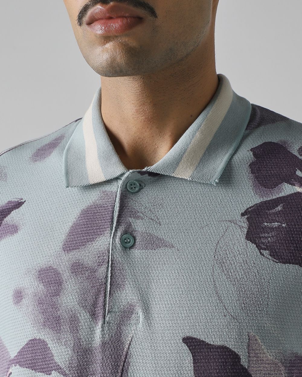 Blue Floral Print Slim Fit T-Shirt