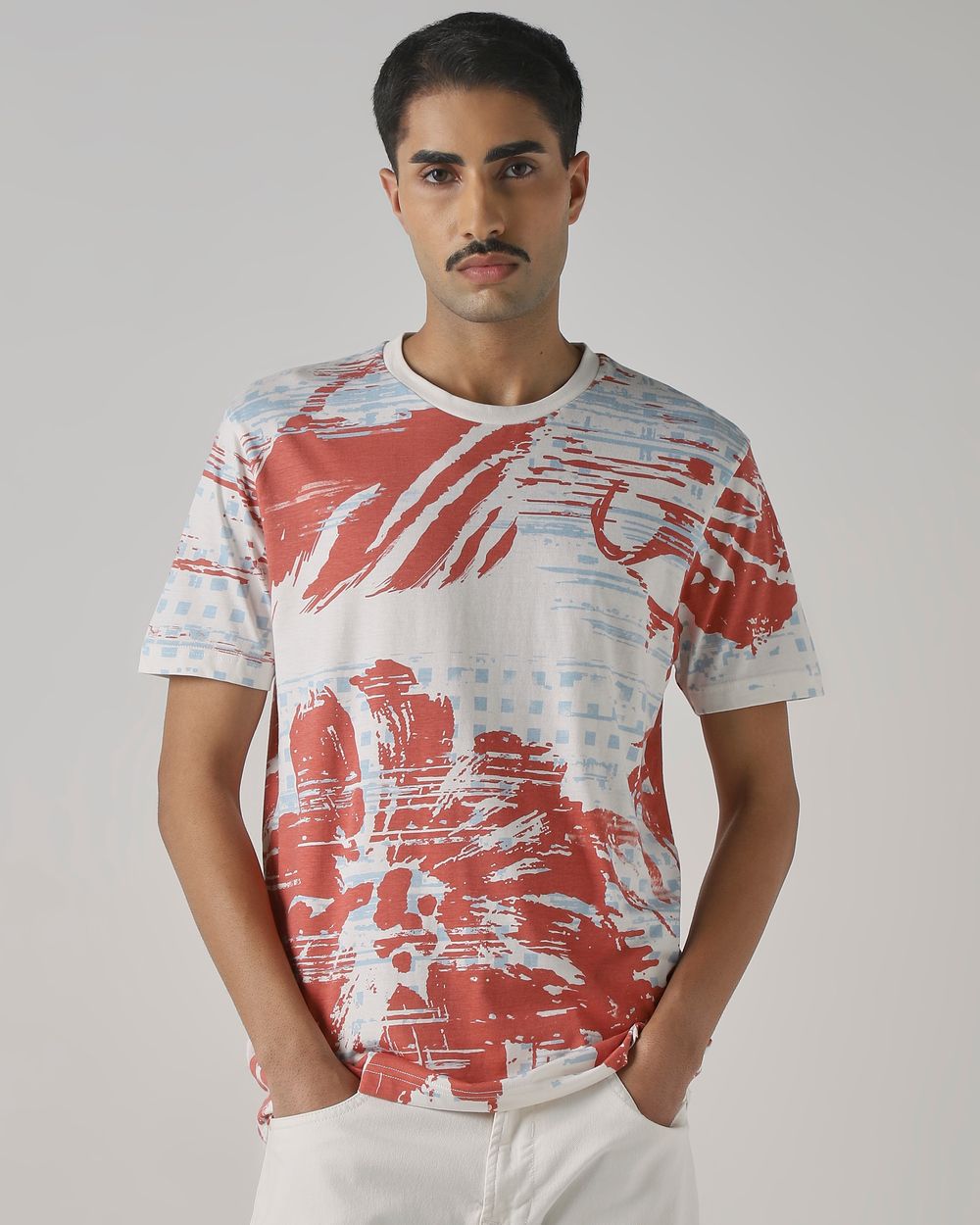 Multi Abstract Print Slim Fit T-Shirt