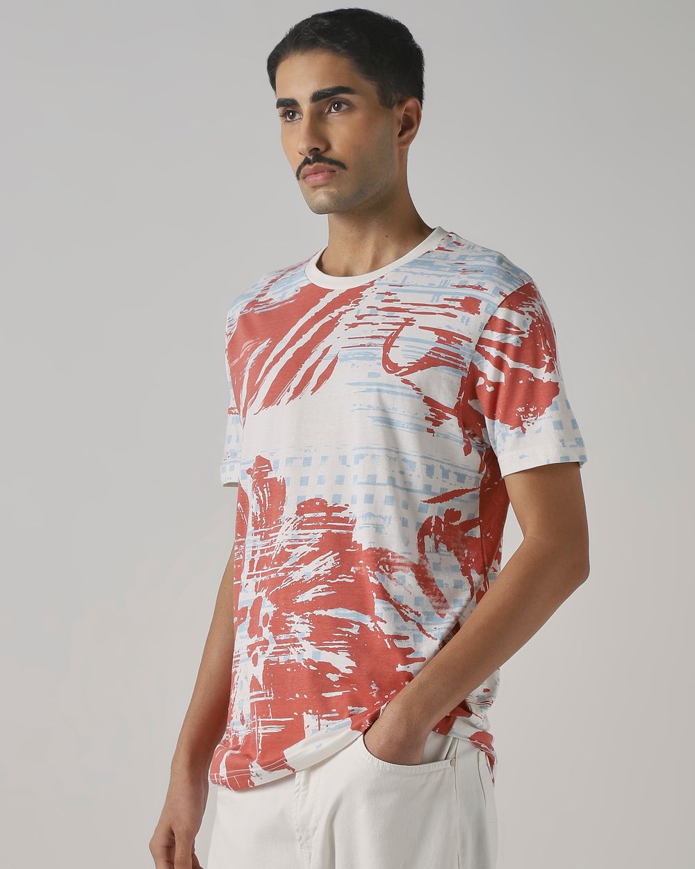 Multi Abstract Print Slim Fit T-Shirt