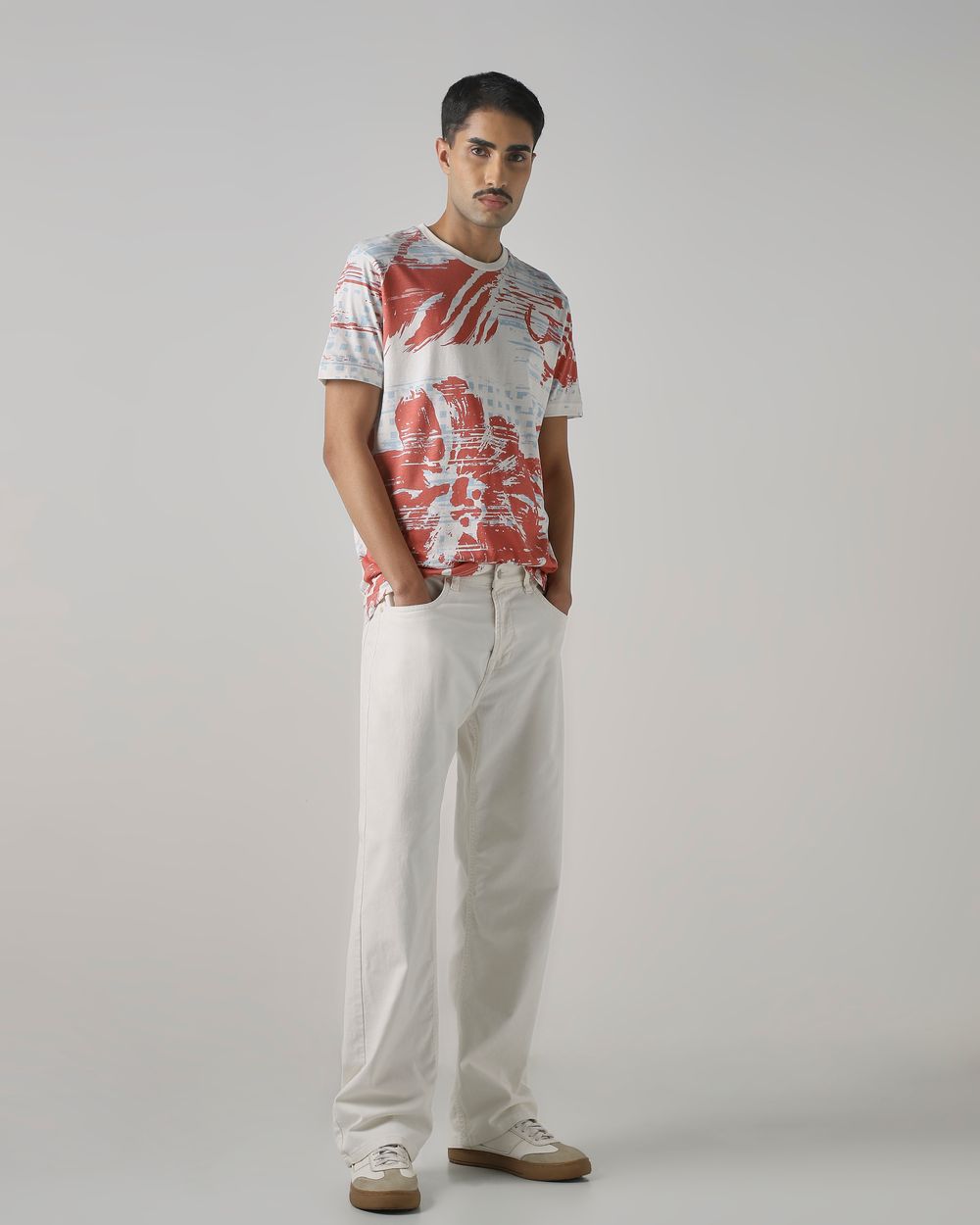 Multi Abstract Print Slim Fit T-Shirt