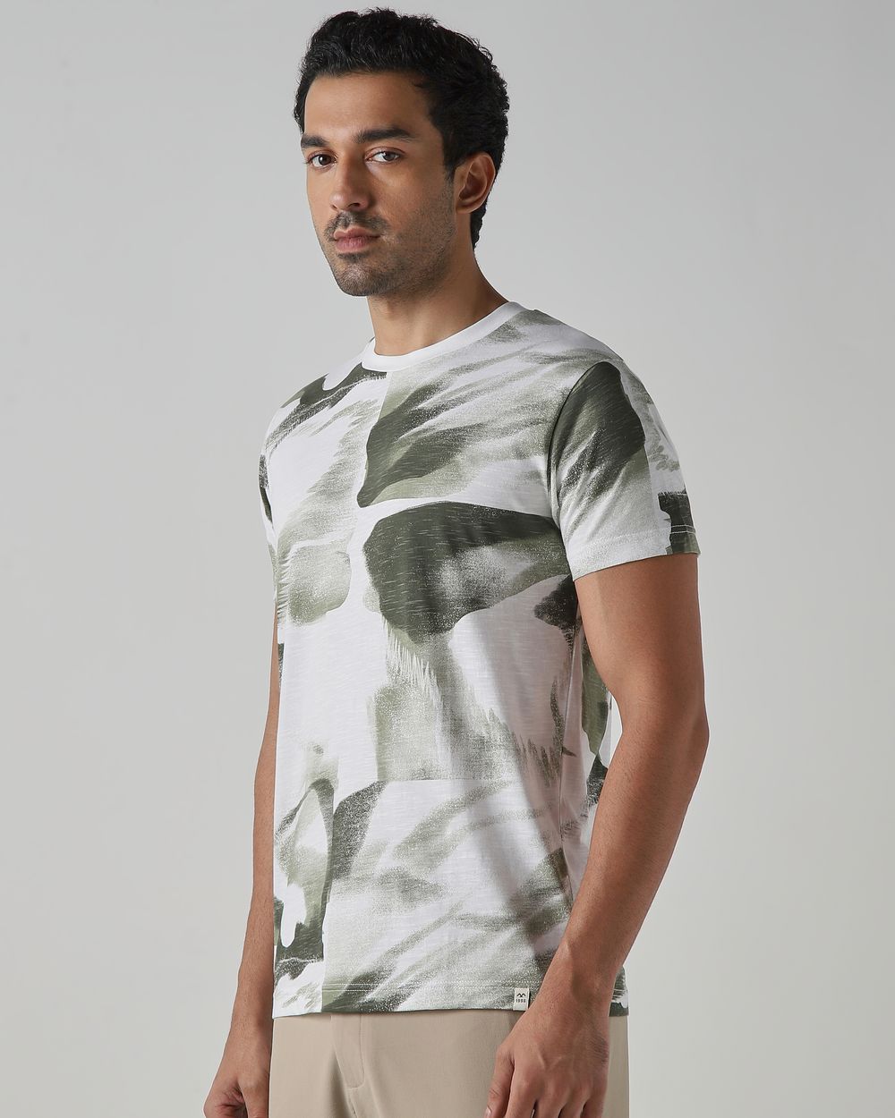 White Tonal Print Slim Fit T-Shirt