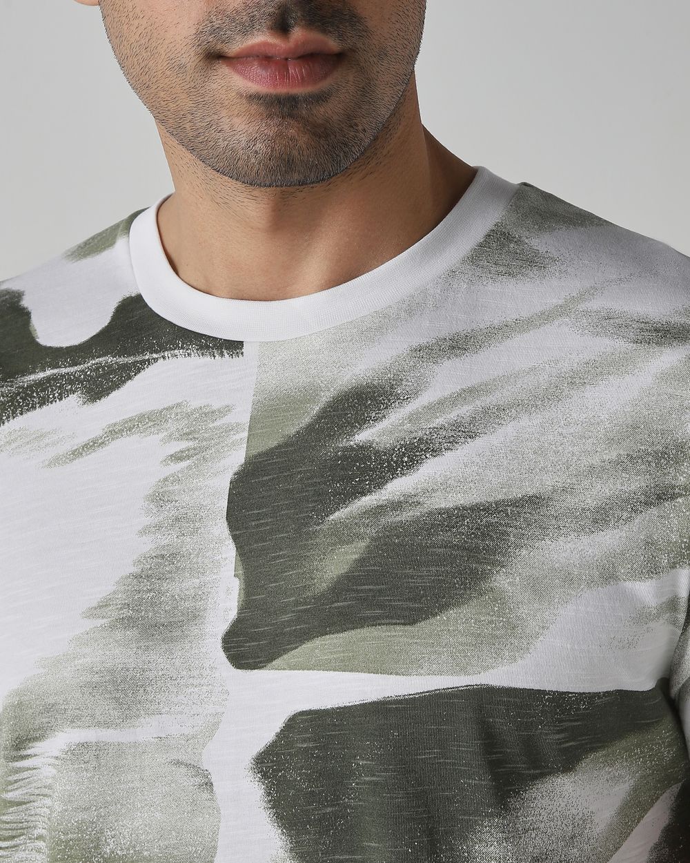 White Tonal Print Slim Fit T-Shirt
