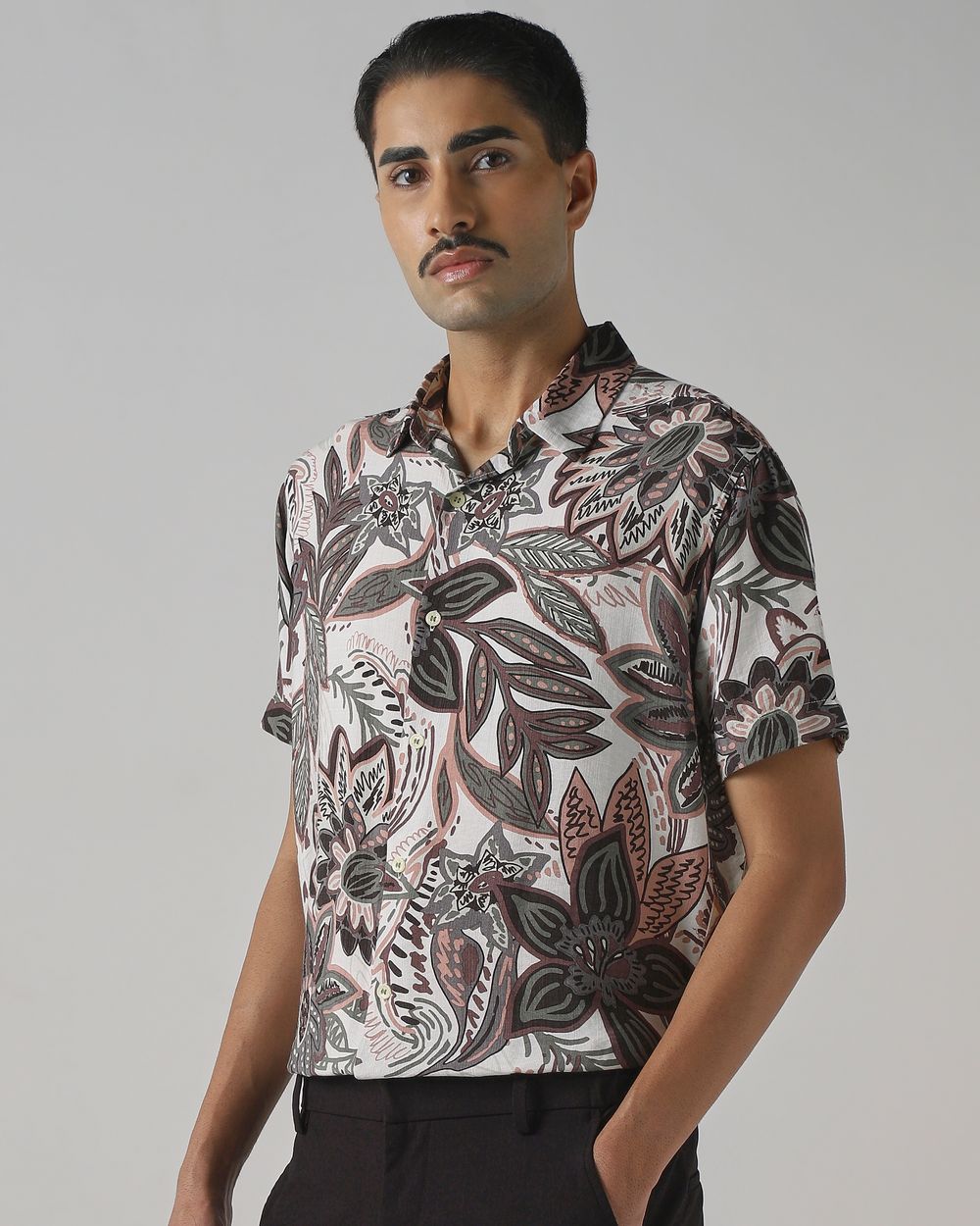 Multicolour Floral Print Slim Fit Casual Shirt