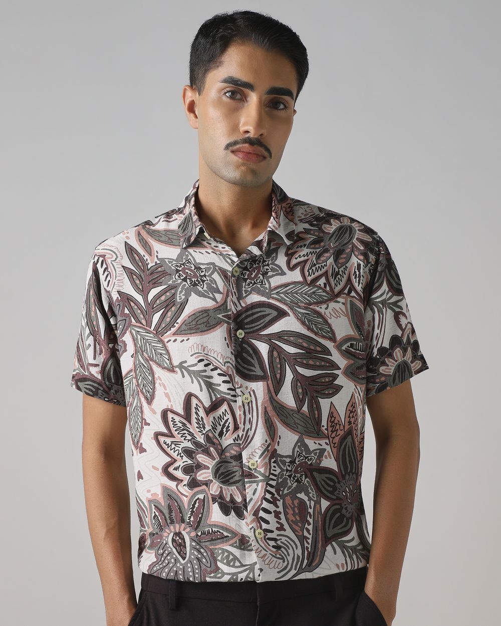 Multicolour Floral Print Slim Fit Casual Shirt
