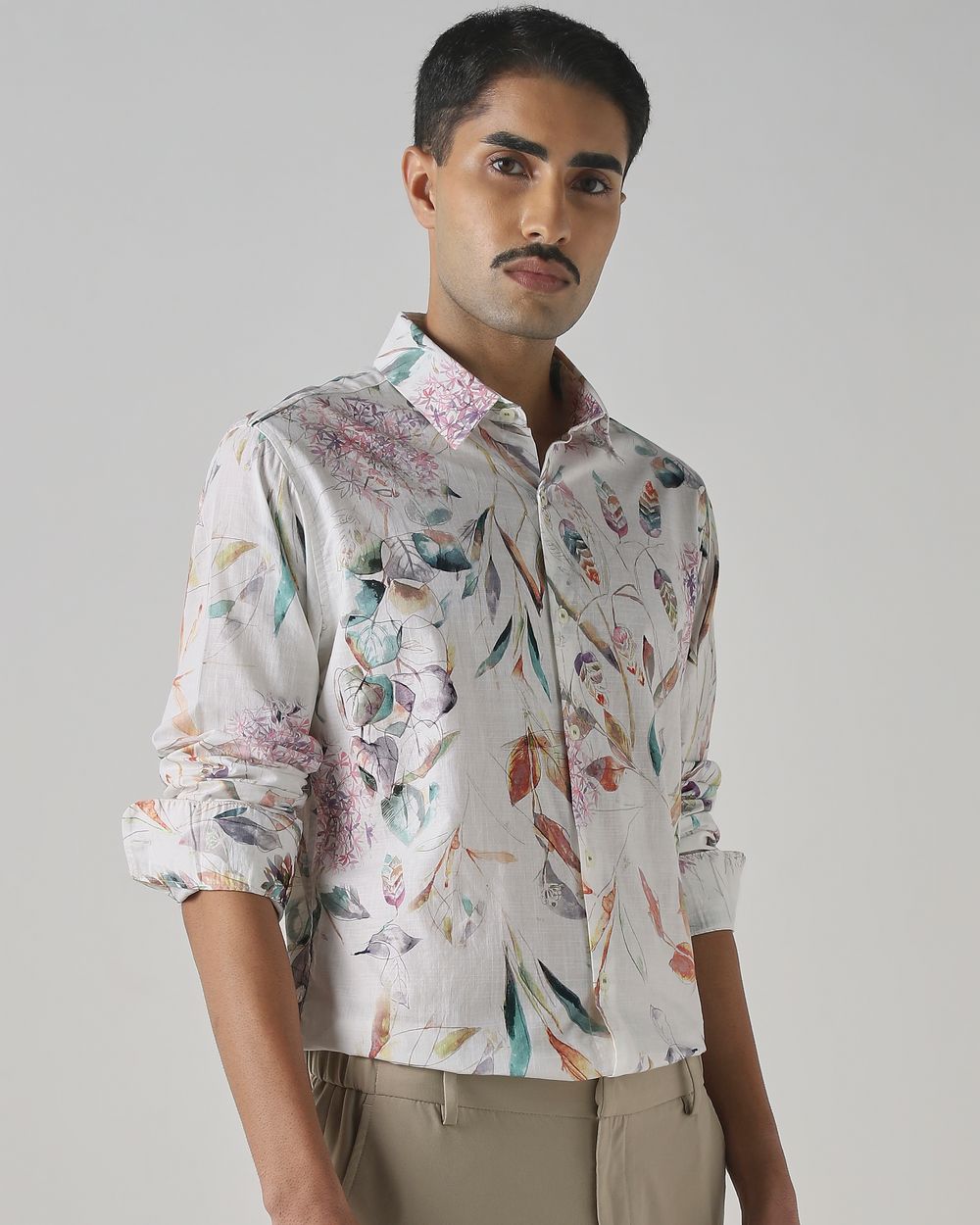 Multicolour Digital Print Slim Fit Casual Shirt