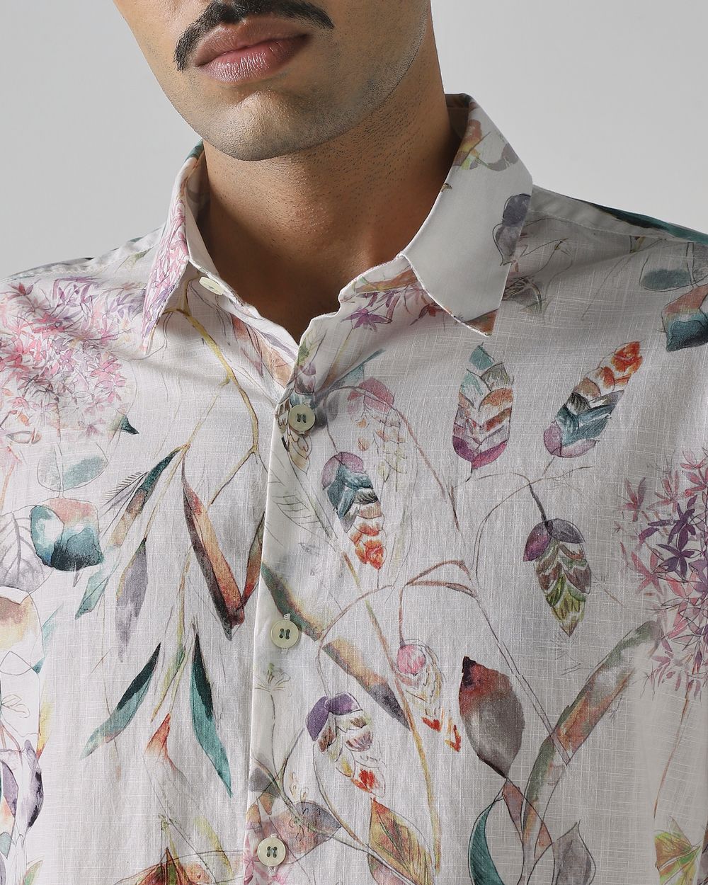 Multicolour Digital Print Slim Fit Casual Shirt
