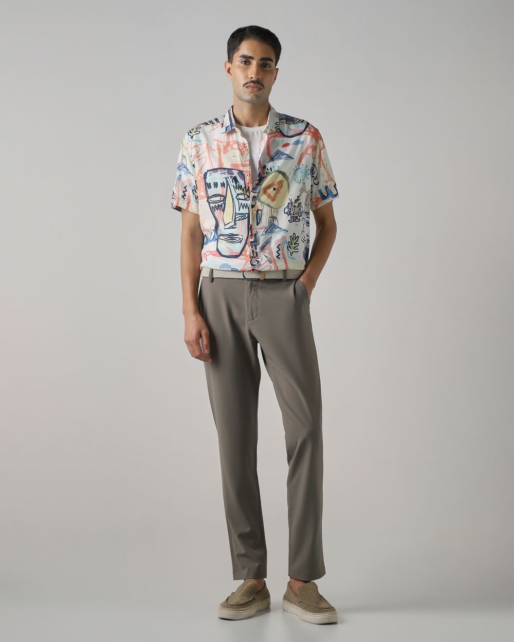 Multi Abstract Print Slim Fit Casual Shirt