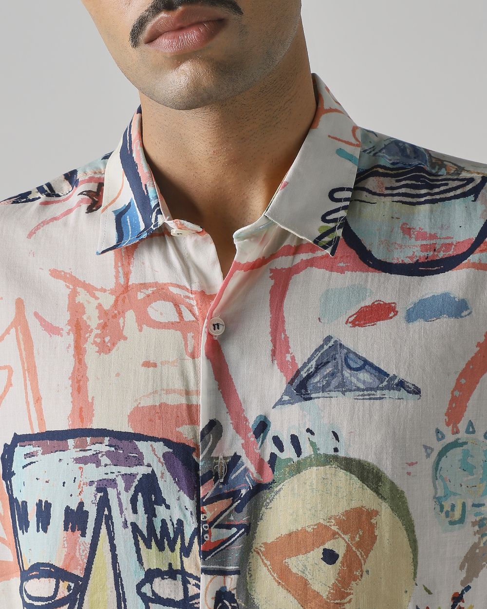 Multi Abstract Print Slim Fit Casual Shirt
