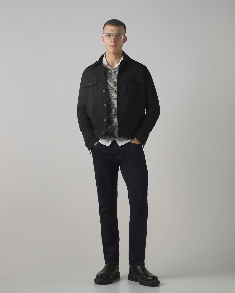Black Patch Pocket Relaxed Fit Jacket