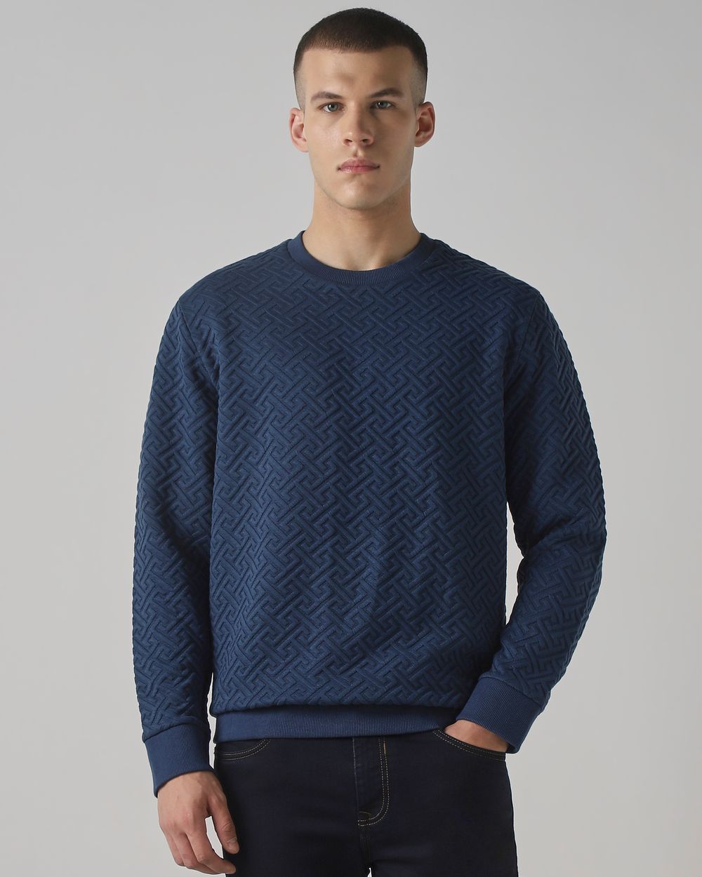 Herringbone Plain Slim Fit Sweatshirt