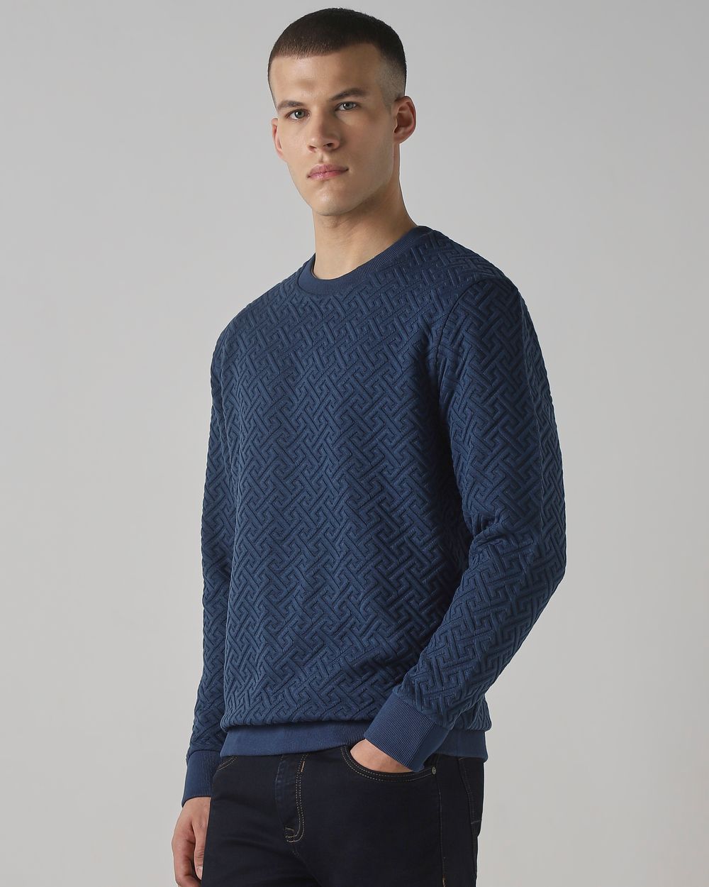Herringbone Plain Slim Fit Sweatshirt