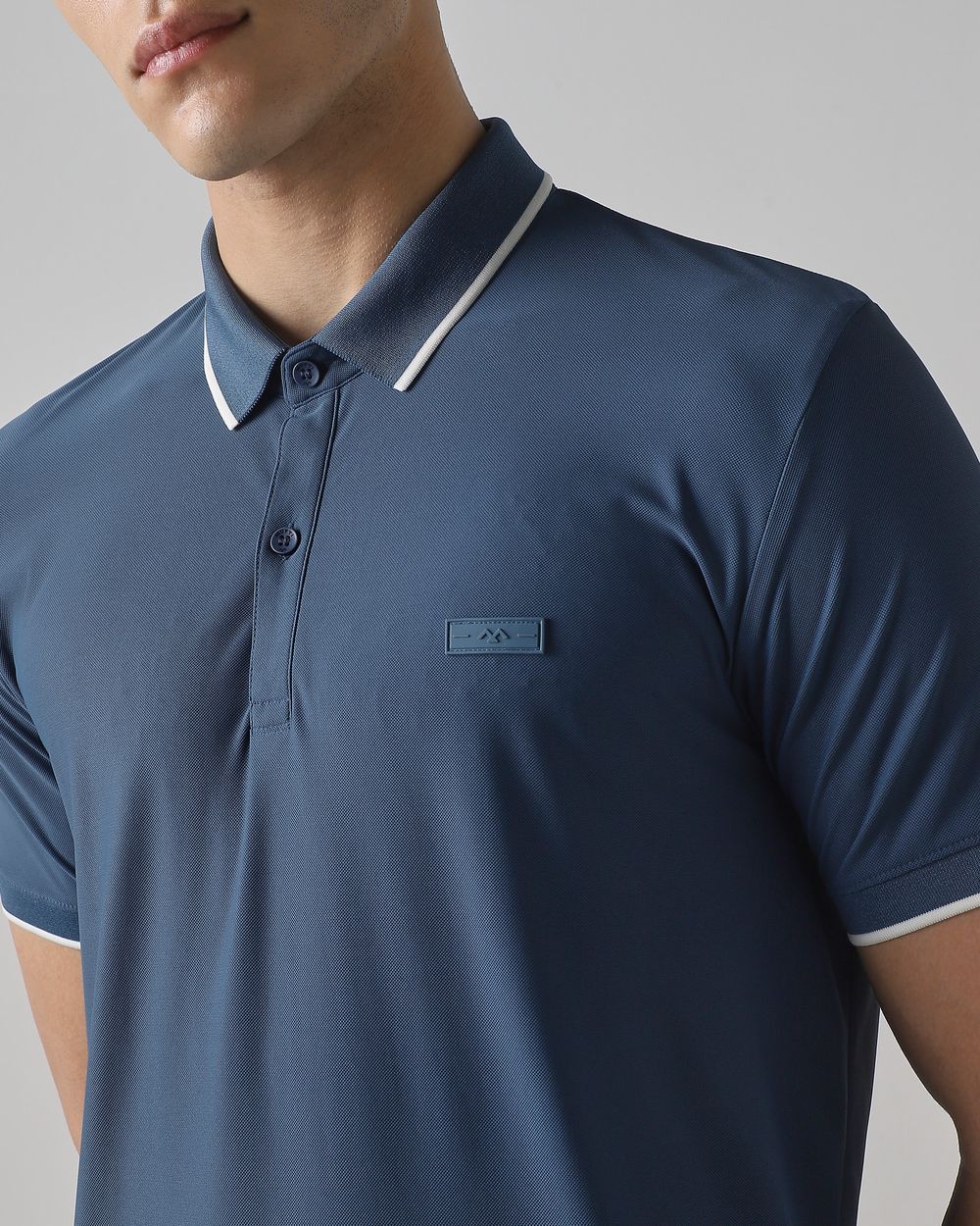Blue Scuba Stretch Plain Slim Fit Polo